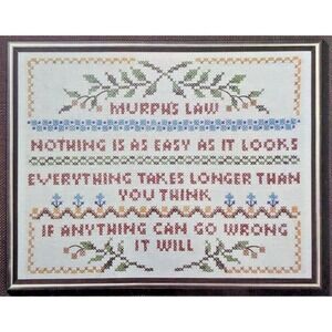 Vintage Cross Stitch Kit MURPH'S LAW SAMPLER Bucilla Needlecraft 3520 14" by 18"